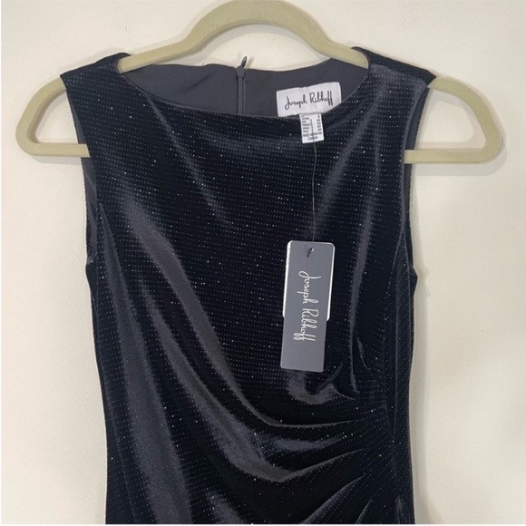 NWT Joseph Ribkoff Velvet Sparkle Drapey Ruffle Chic Elegant LBD Dress Size 2 - Picture 5 of 11